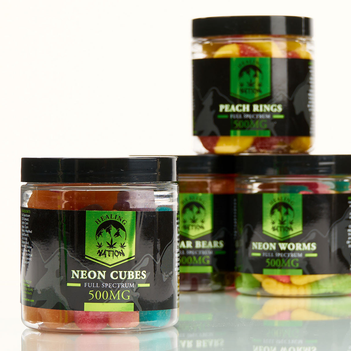 Healing Nation Full Spectrum CBD Edible Gummies 500mg Neon Cubes