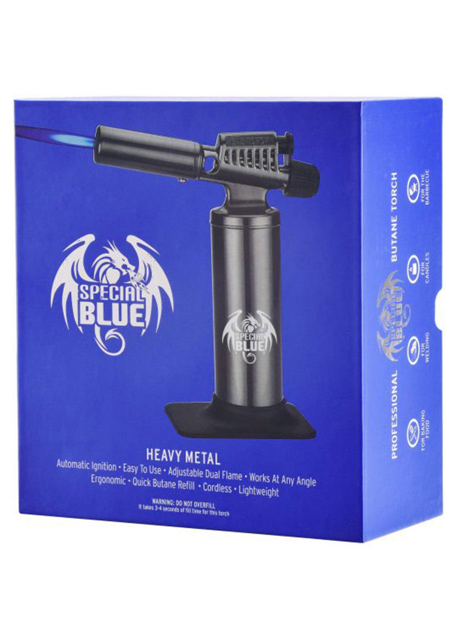 Special Blue Heavy Metal Butane Torch Gunmetal in Box 6