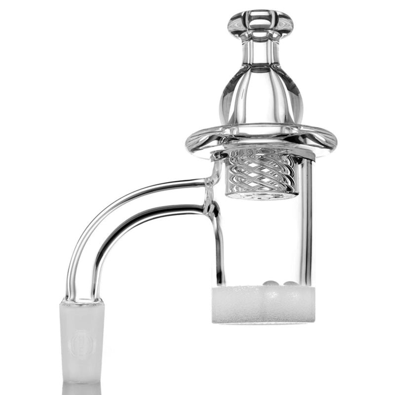 Highly Educated Quartz Gavel Banger 10mm male joint 90-degree with opaque bottom featuring cap sold separately