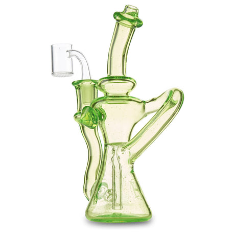 huffy glass single arm recycler green stardust 14mm dab rig