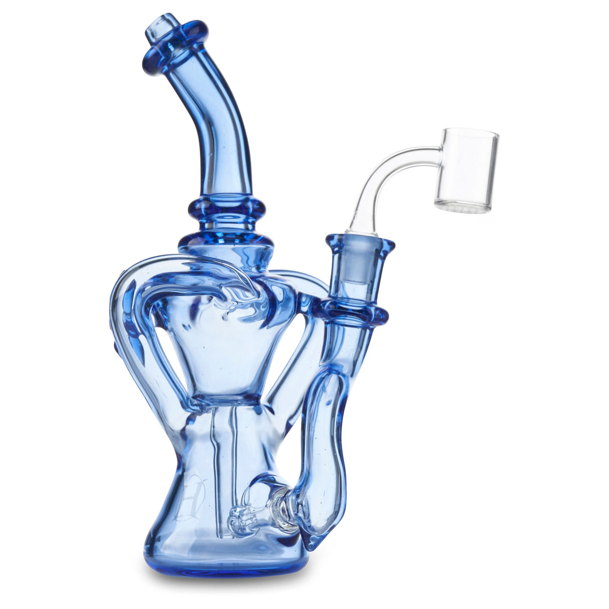 huffy glass dual uptake recycler cobalt blue high end heady glass