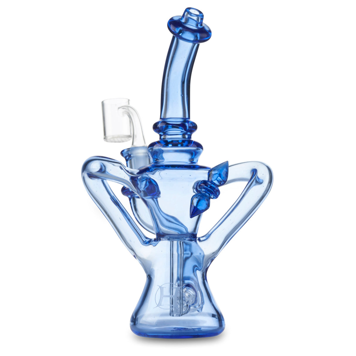 huffy glass dual uptake recycler cobalt blue dab rig water pipe bong