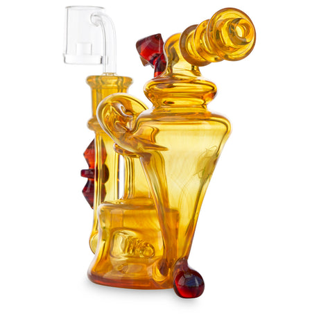 huffy glass inline recycler gold and ruby red at cloud 9 smoke co
