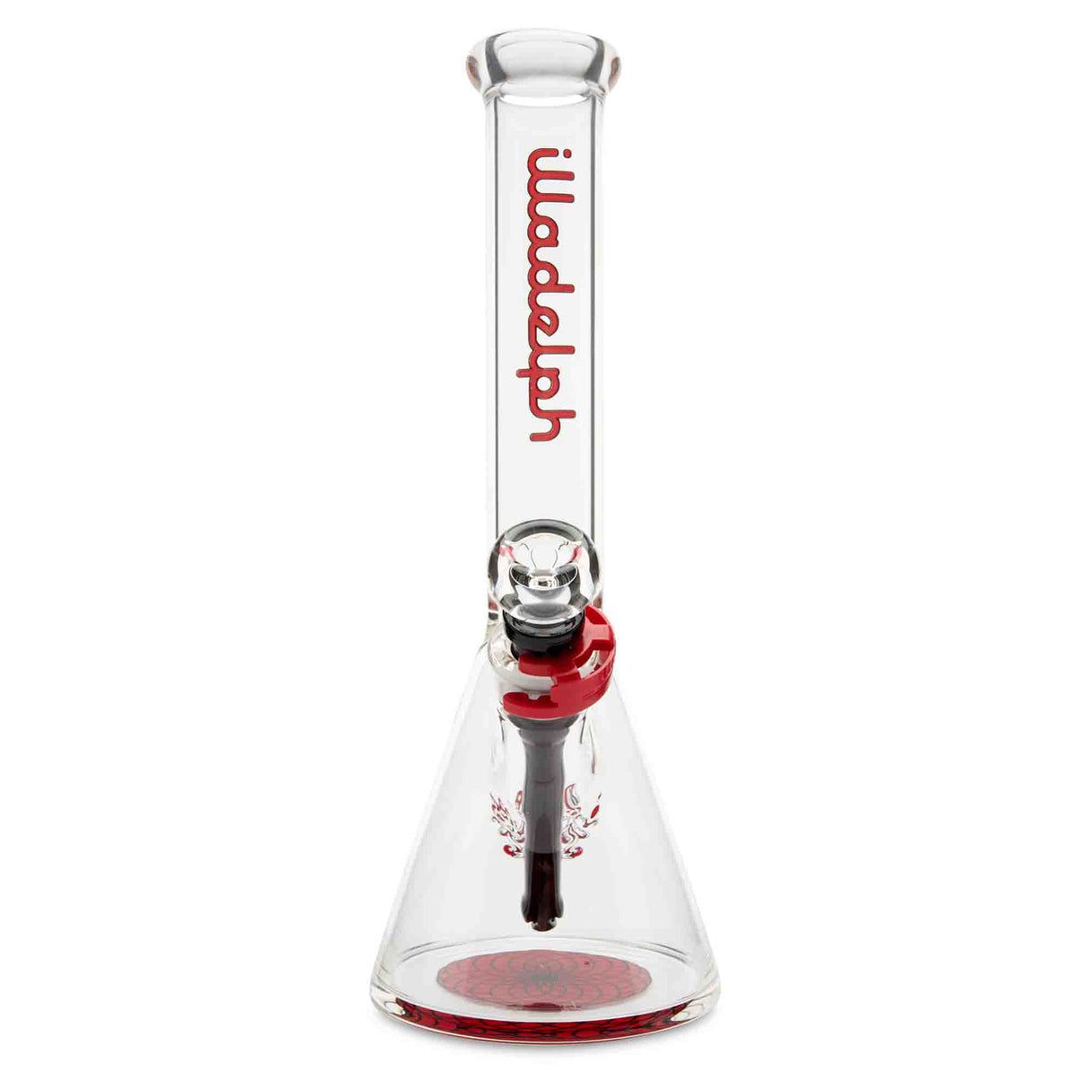 illadelph glass micro mini beaker red label water pipe bong front