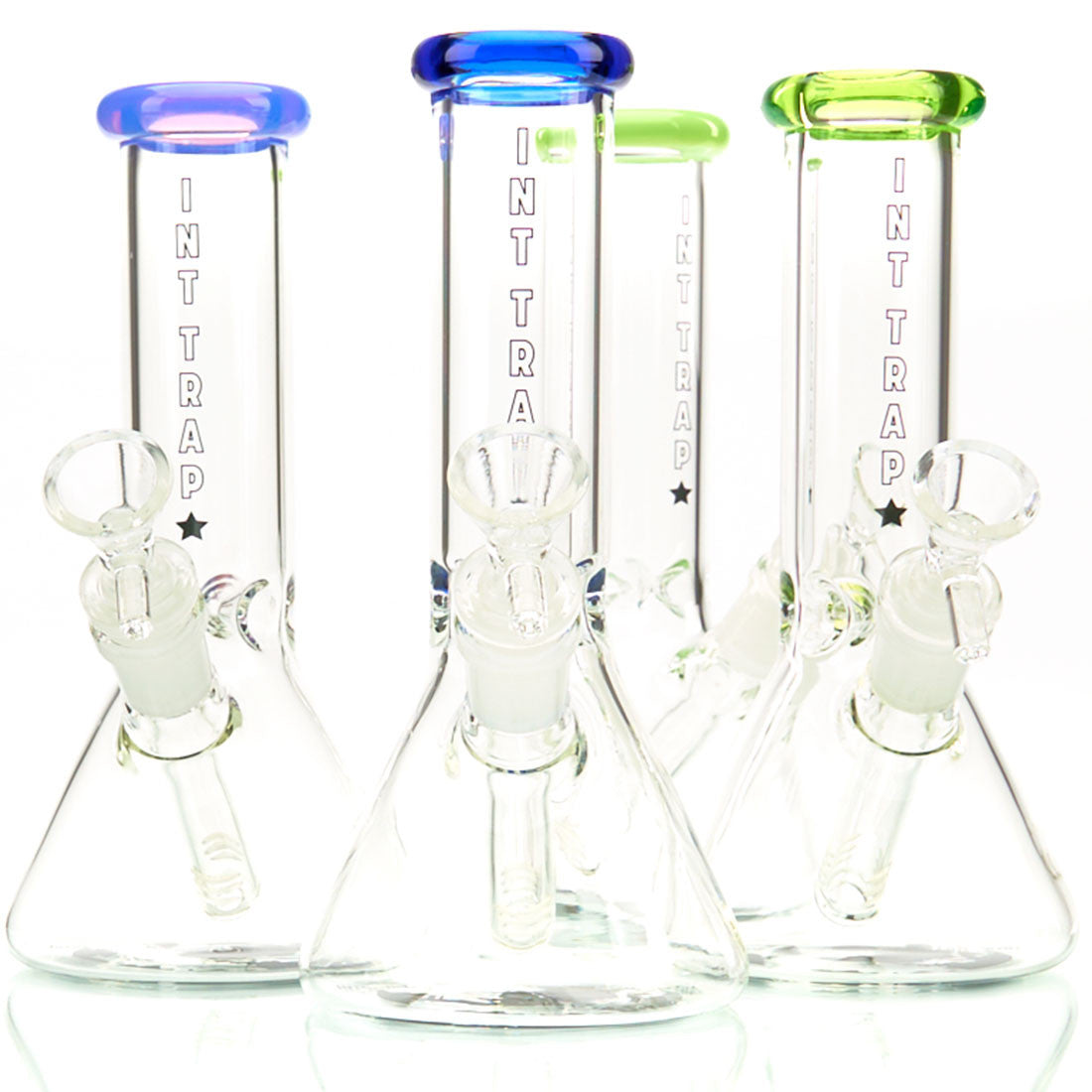 International Trap Star 7-inch thick glass beaker water pipe with colored glass accents 2