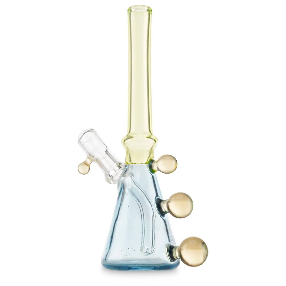jon e walker mini tube with 3 hand blown marbles on the base