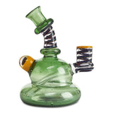 kevin howell glass banger hanger moss and yellow colored rig for dabs