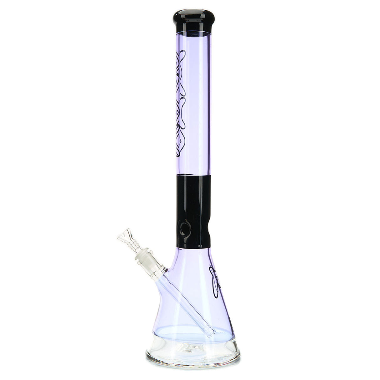 MAV Glass 18-inch beaker straight tube water pipe with two tone color purple and black