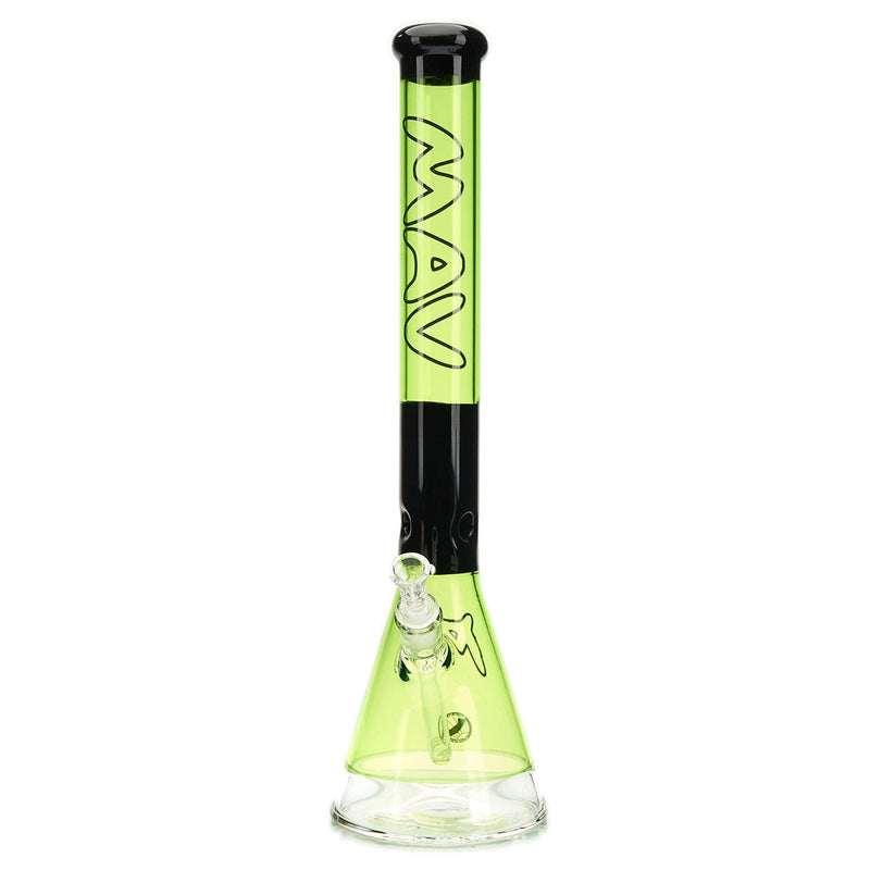 MAV Glass 18-inch beaker straight tube water pipe with two tone color ooze green and black