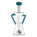 mav glass teal slitted puck recycler dab rig for smoking dabs