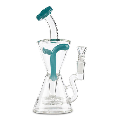 mav glass teal slitted puck recycler dab rig bong for smoking