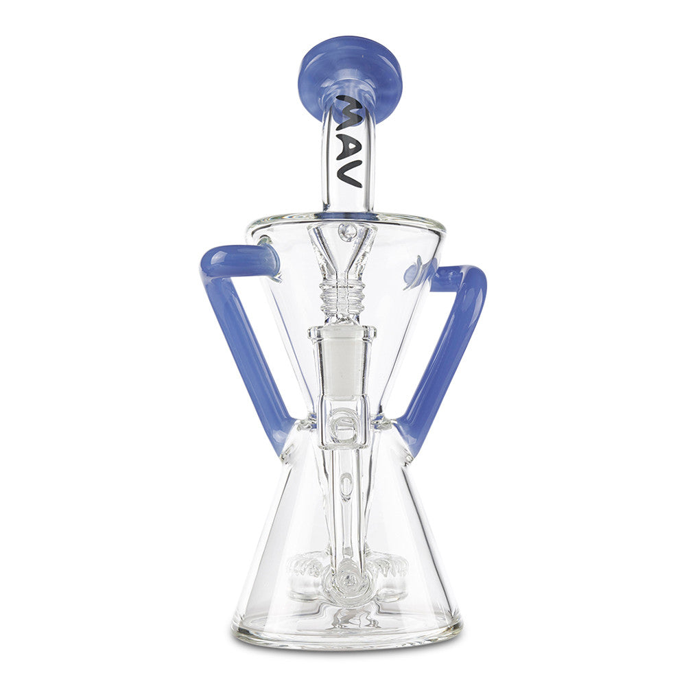 mav glass purple slitted puck recycler dab rig bong 14mm joint