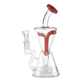 mav glass red slitted puck recycler water pipe bong dab rig