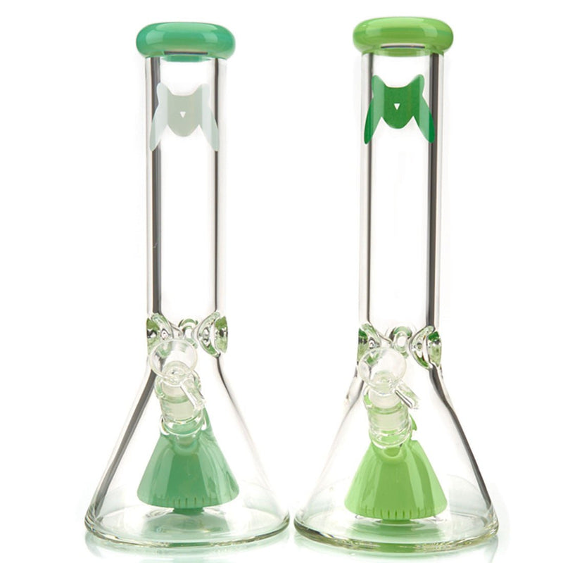 MAV Glass 13" Slitted Pyramid Perc Beaker Water Pipe with Colored Glass