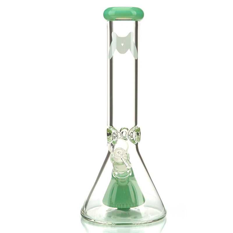 MAV Glass 13" Slitted Pyramid Perc Beaker Water Pipe with Colored Glass