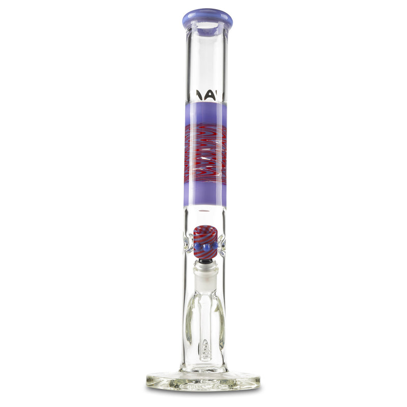 mav glass purple wig wag straight tube bong with bowl and downstem