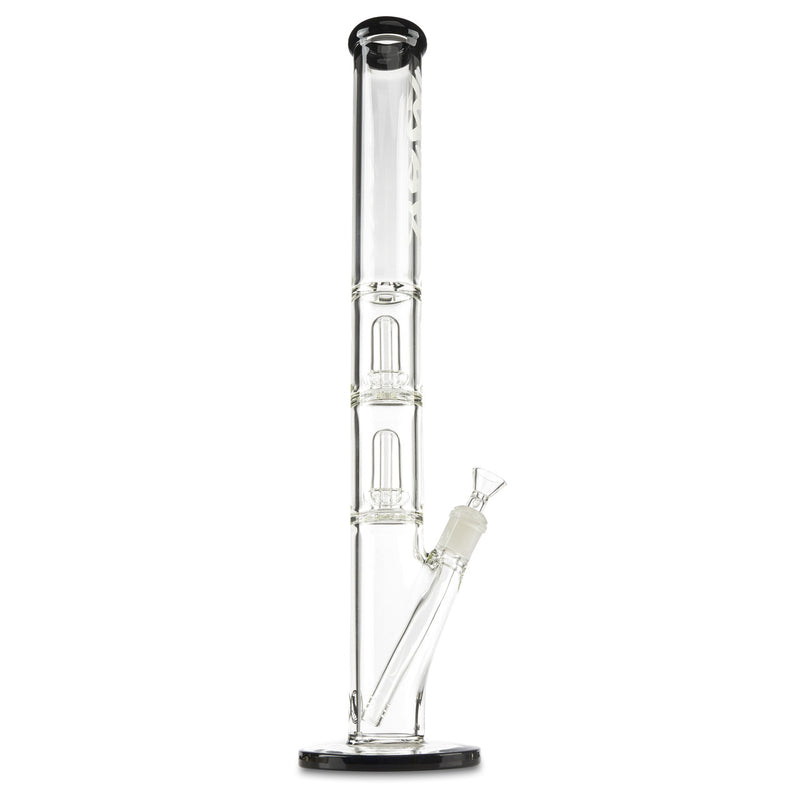 mav glass black double ufo dry herb straight tube bong with two percs