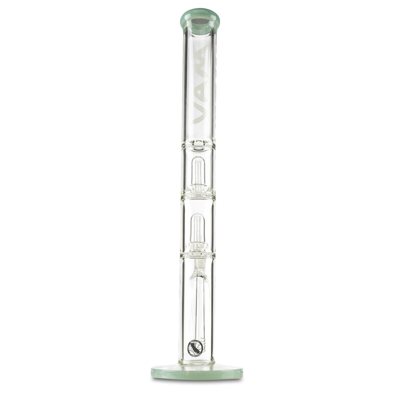 mav glass mint green double ufo straight tube dry herb bong