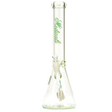 Medicali Green and White Cursive Script 14-Inch Beaker Water Pipe