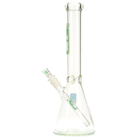 Medicali Green and White Cursive Script 14-Inch Beaker Water Pipe