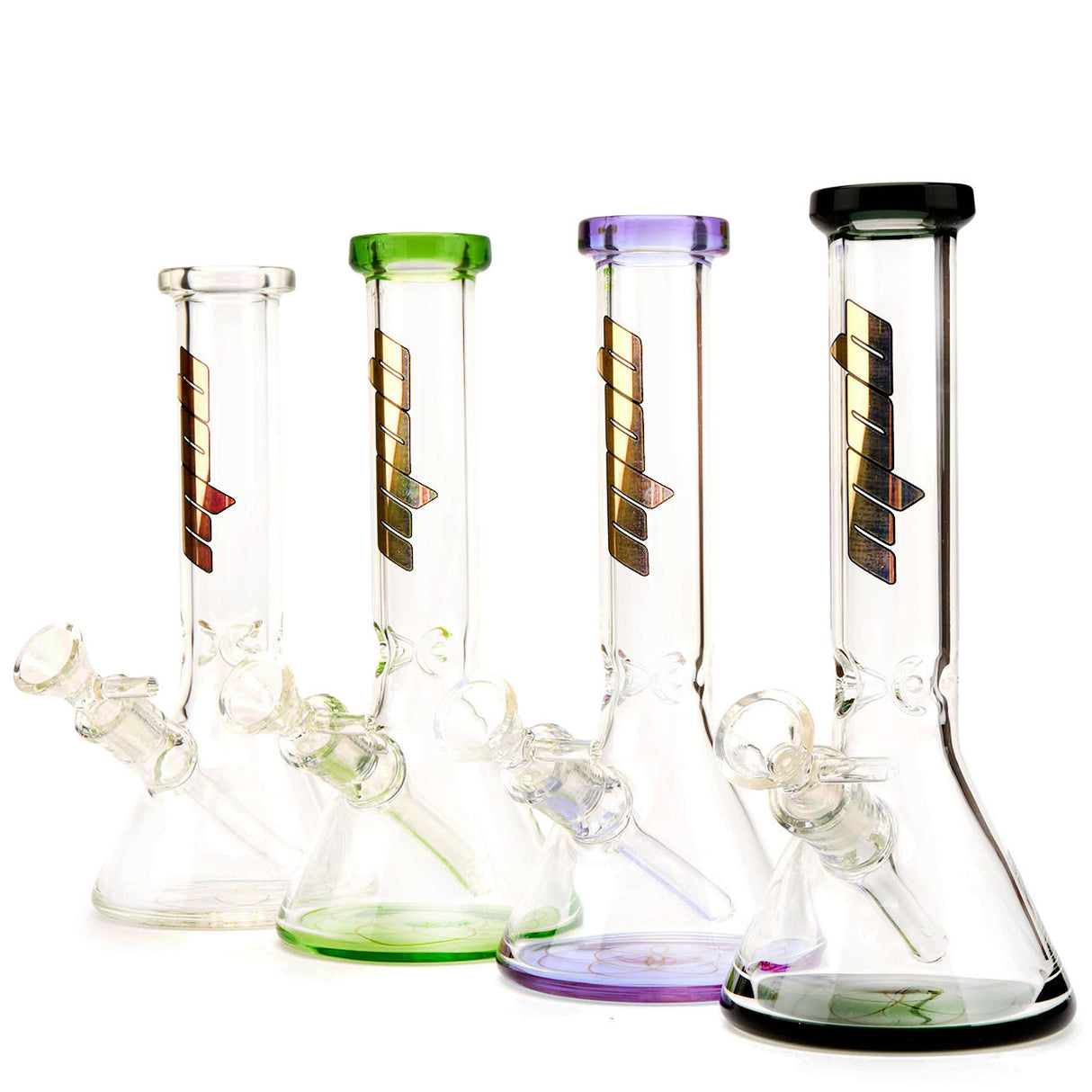 MOB Glass Colored Borosilicate Glass Water Pipe with Fixed Diffused down stem