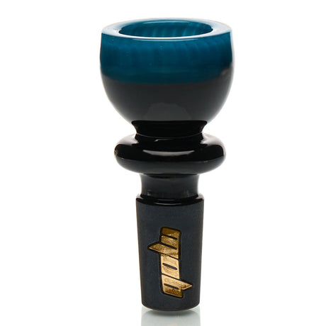 MOB Glass Colored Lip Water Pipe Slide with rich black base and MOB Gold Logo 14mm male groundless joint