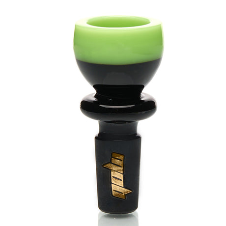 MOB Glass Colored Lip Water Pipe Slide with rich black base and MOB Gold Logo 14mm male groundless joint