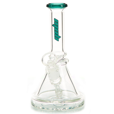MOB Glass Bruce Beaker Base Water Pipe Approx. 7 inches all with a wide rimmed color accented base and mouthpiece Green colored glass