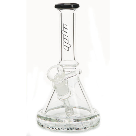 MOB Glass Bruce Beaker Base Water Pipe Approx. 7 inches all with a wide rimmed color accented base and mouthpiece Black colored glass