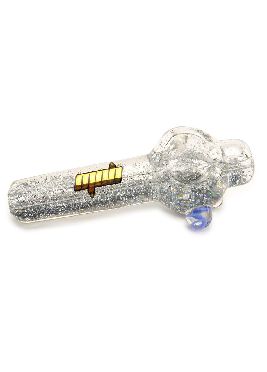 MOB Glass Glycerin-Filled Freeze Hand Pipe - Silver