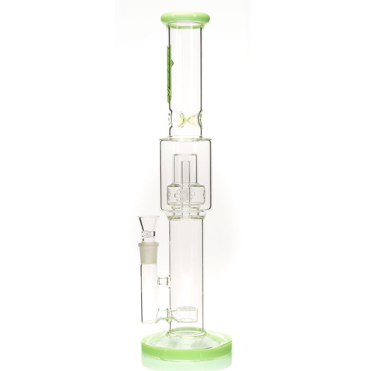 MOB Glass Magnus Large Straight Tube Water Pipe with Double Seed of Life Percs