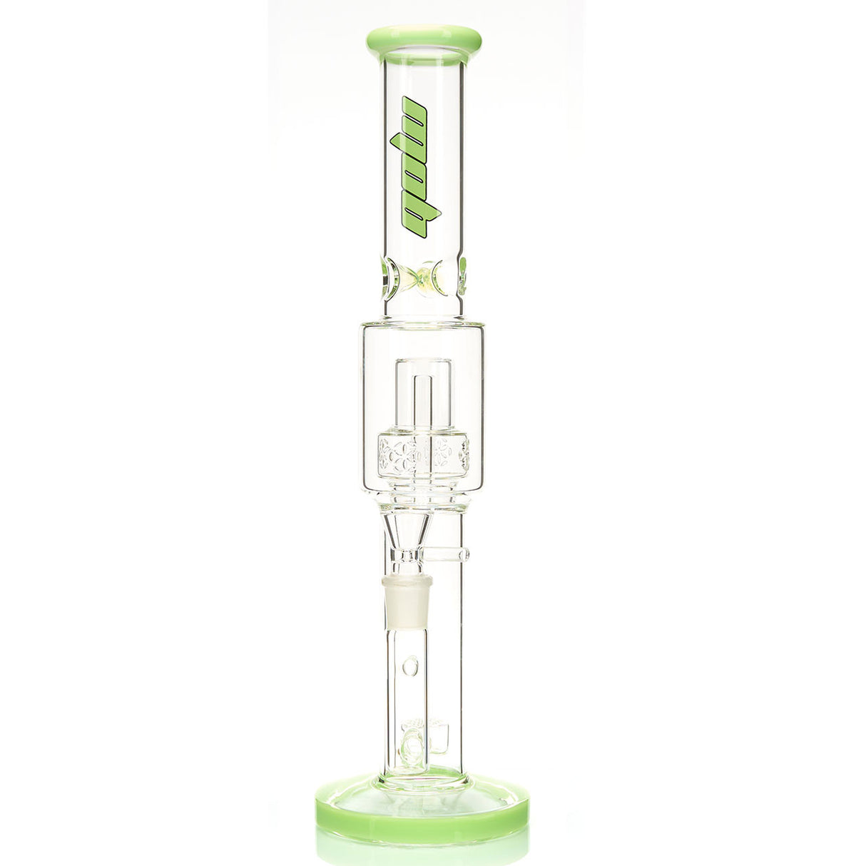 MOB Glass Magnus Large Straight Tube Water Pipe with Double Seed of Life Percs