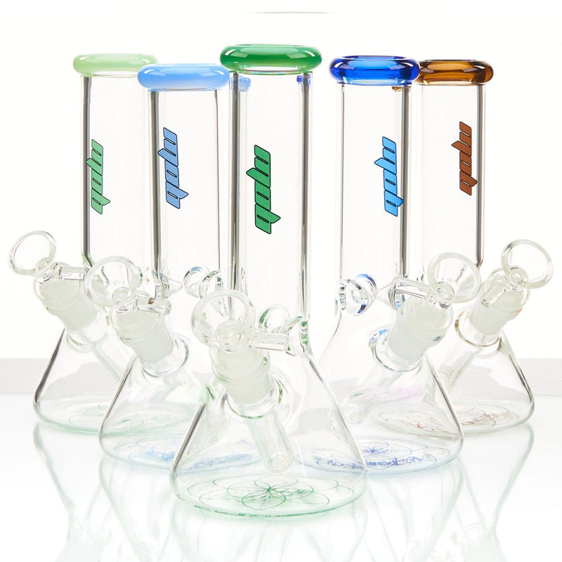 MOB Glass Micro Beaker Water Pipe with Diffused Down stem in a variety of colors
