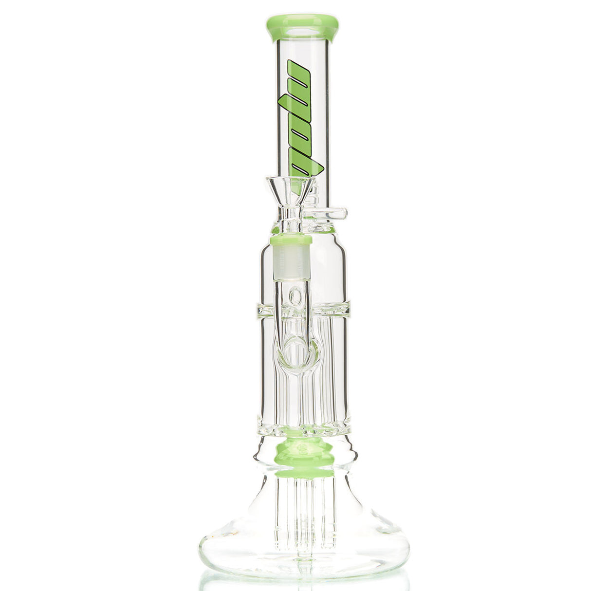 MOB Glass Obelisk Water Pipe with Double Tree Perc and Splashguard in Green Slime Color