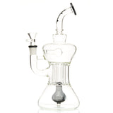 MOB Glass Optimist Medium Size Water Pipe for Flower or Concentrates Hour-Glass Shaped with Orb Diffuser