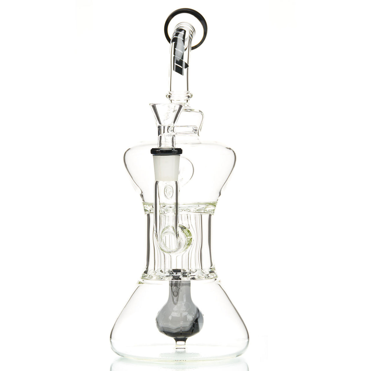 MOB Glass Optimist Medium Size Water Pipe for Flower or Concentrates Hour-Glass Shaped with Orb Diffuser