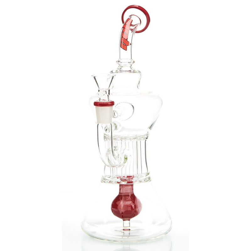 MOB Glass Optimist Medium Size Water Pipe for Flower or Concentrates Hour-Glass Shaped with Orb Diffuser