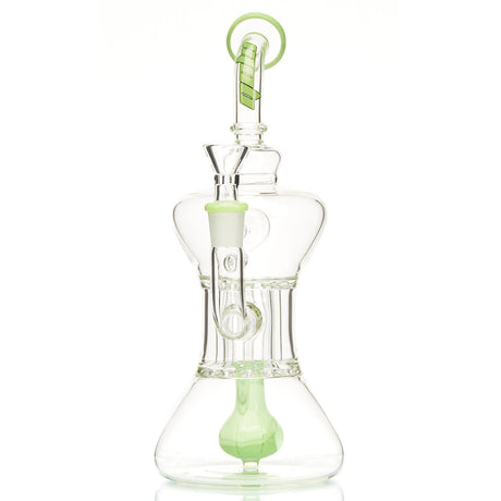 MOB Glass Optimist Medium Size Water Pipe for Flower or Concentrates Hour-Glass Shaped with Orb Diffuser