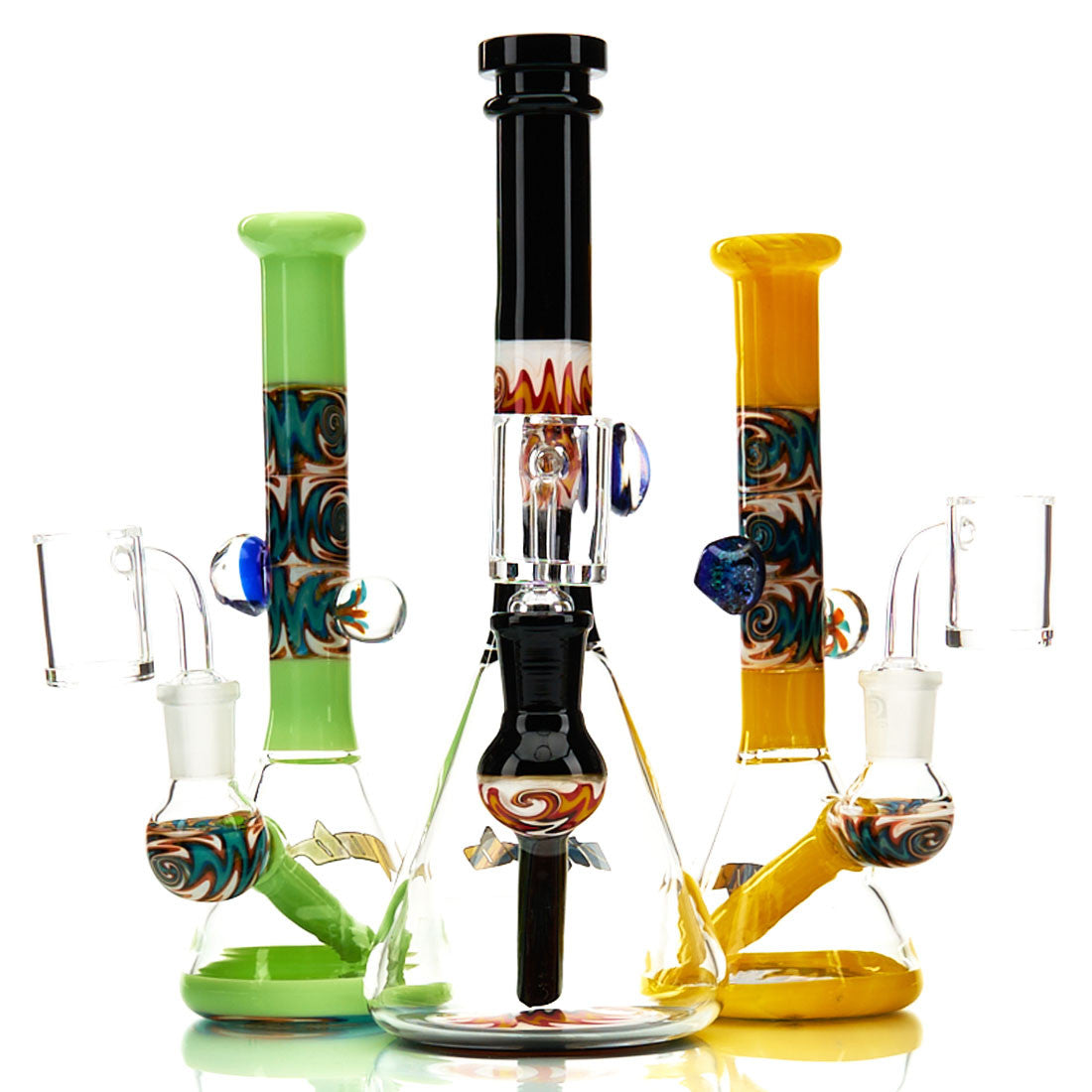 MOB Glass Section 8 Beaker Water Pipe with Wig Wag Worked Glass in Multiple Colors 2