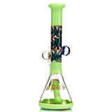 MOB Glass Section 8 Beaker Water Pipe with Wig Wag Worked Glass in Multiple Colors Slime Green 5