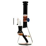MOB Glass Section 8 Beaker Water Pipe with Wig Wag Worked Glass in Multiple Colors Brilliant Black 3