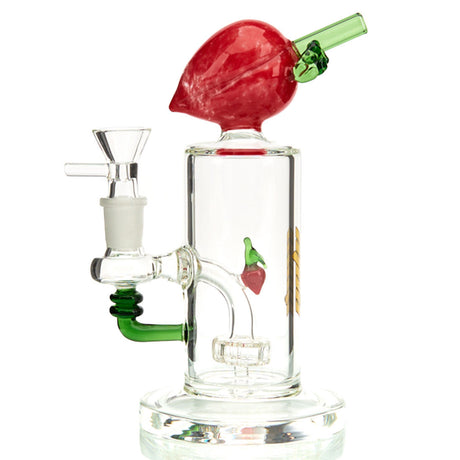 MOB Glass Strawberry Bubbler with Red Glass Strawberry on Top and on Perc
