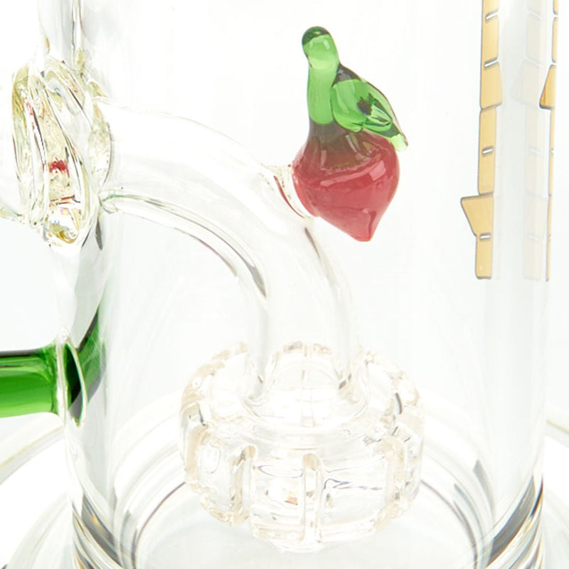 MOB Glass Strawberry Bubbler with Red Glass Strawberry on Top and on Perc