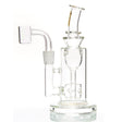 MOB Glass Taurus Recycler Dab Rig 6-inches high with a 2.5-inche base and curved mouthpiece. Clear borosilicate glass