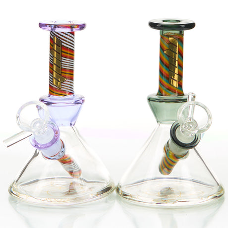 MOB Glass Trance Dab Rig with Worked Glass Neck and Diffused Down stem. Mini beaker style design