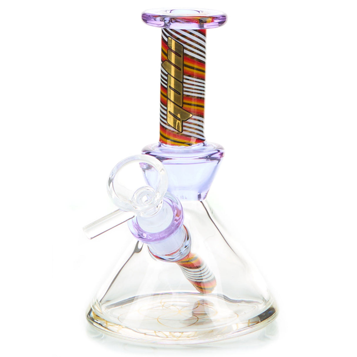 MOB Glass Trance Dab Rig with Worked Glass Neck and Diffused Down stem. Mini beaker style design 3