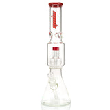 MOB Glass Tron Best Selling Beaker Style Water Pipe with Stacked Chamber Design in Red Elvis