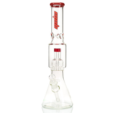 MOB Glass Tron Best Selling Beaker Style Water Pipe with Stacked Chamber Design in Red Elvis