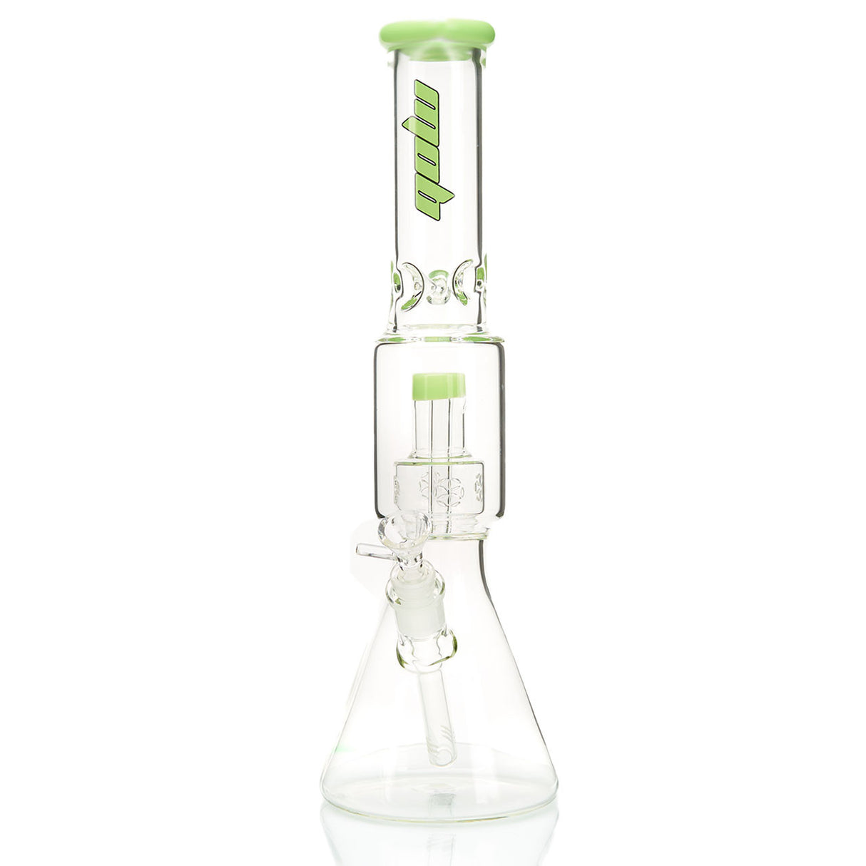 MOB Glass Tron Best Selling Beaker Style Water Pipe with Stacked Chamber Design Green Slime