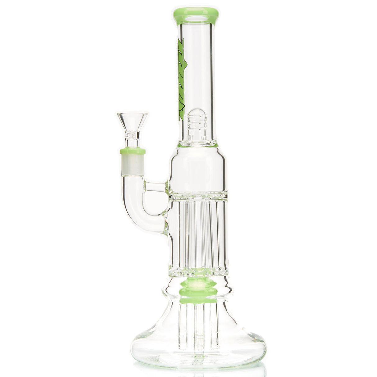 MOB Glass Obelisk Water Pipe with Double Tree Perc and Splashguard in Green Slime Color